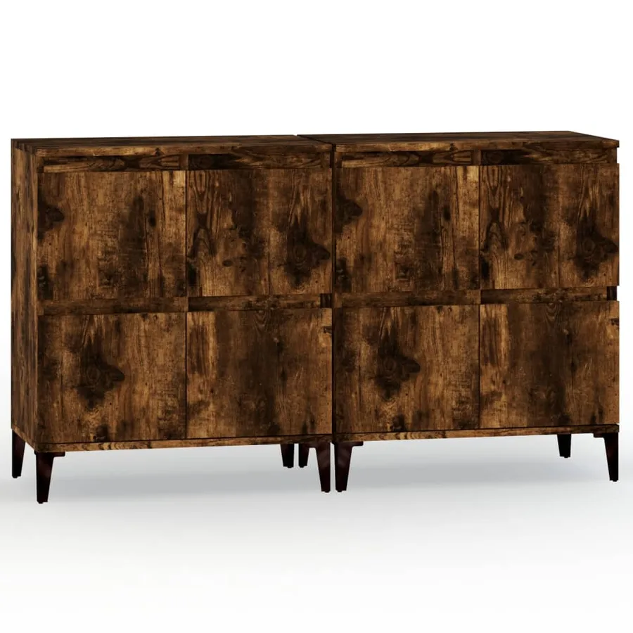 Buffets 2 pcs chêne fumé 60x35x70 cm bois d'ingénierie - 2