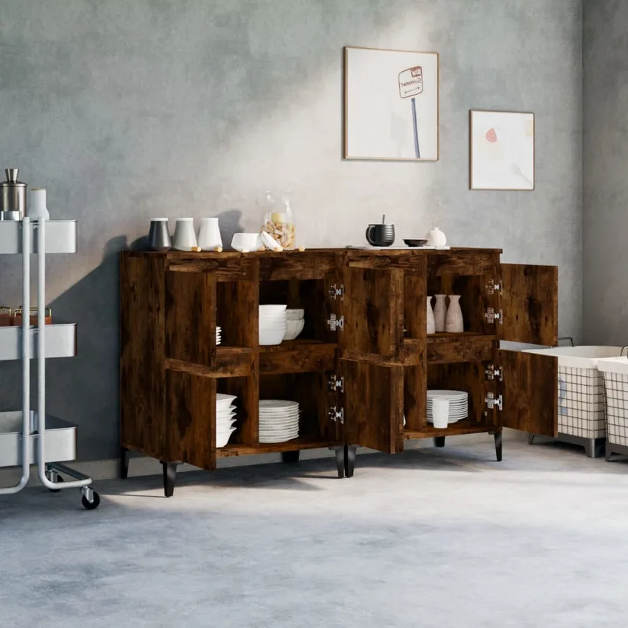 Buffets 2 pcs chêne fumé 60x35x70 cm bois d'ingénierie - 3