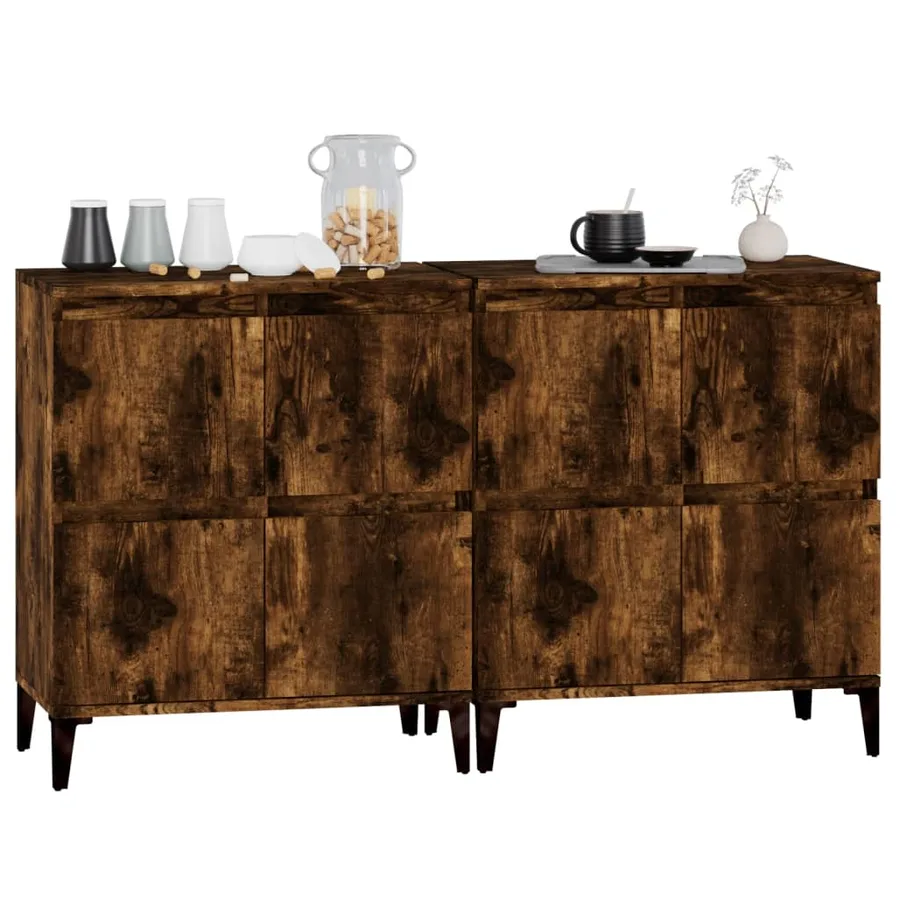 Buffets 2 pcs chêne fumé 60x35x70 cm bois d'ingénierie - 4
