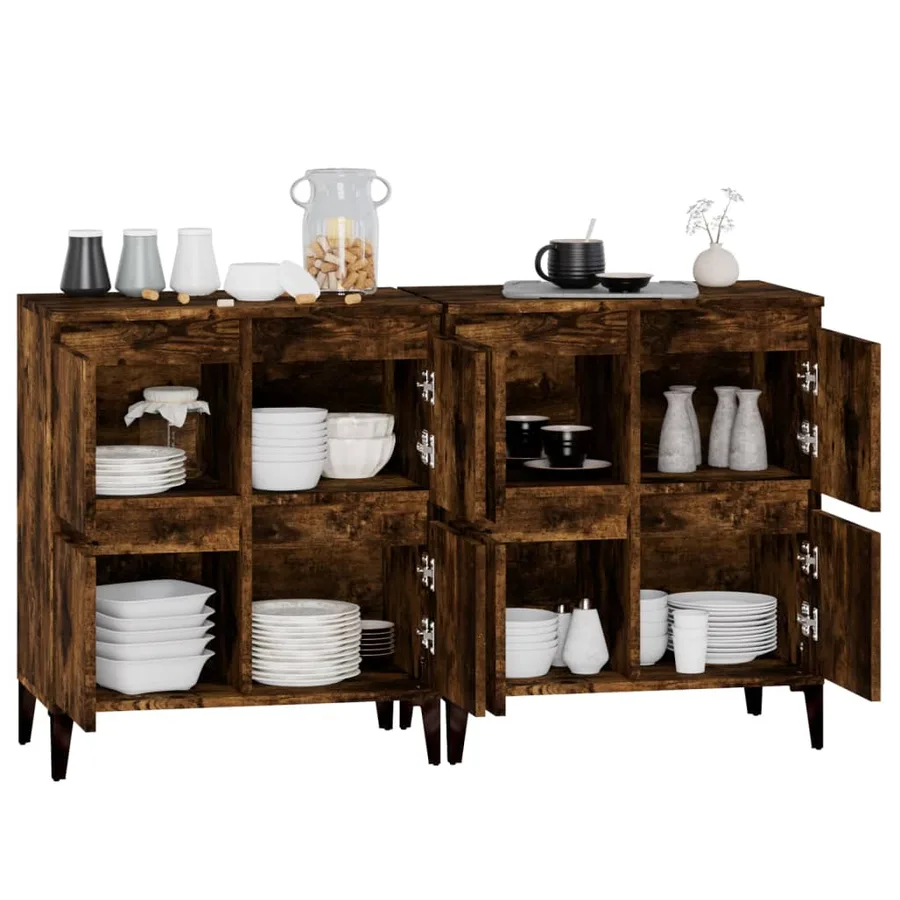 Buffets 2 pcs chêne fumé 60x35x70 cm bois d'ingénierie - 5