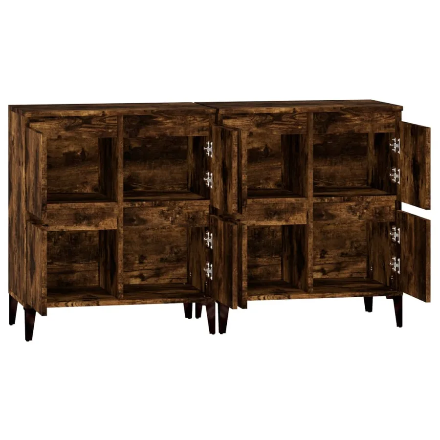 Buffets 2 pcs chêne fumé 60x35x70 cm bois d'ingénierie - 7