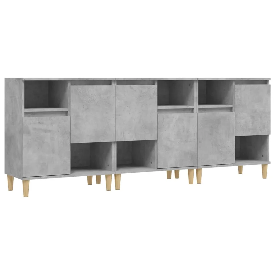 Buffets 3 pcs gris béton 60x35x70 cm bois d'ingénierie - 2