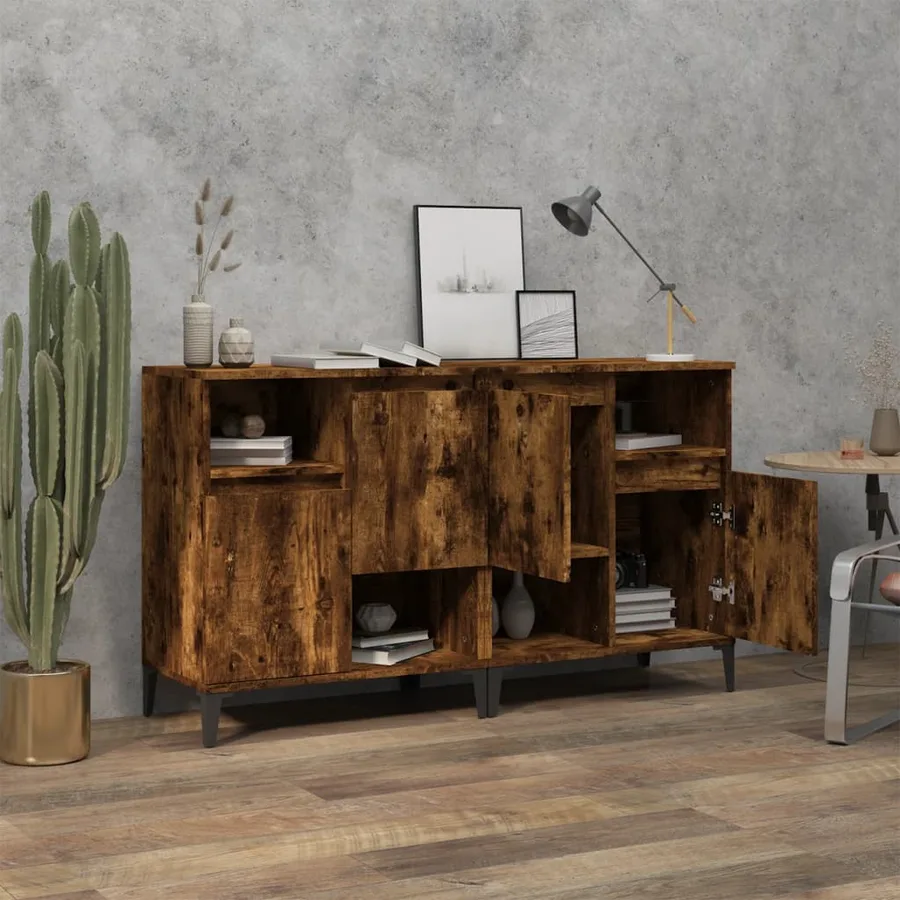 Buffets 2 pcs chêne fumé 60x35x70 cm bois d'ingénierie - 3