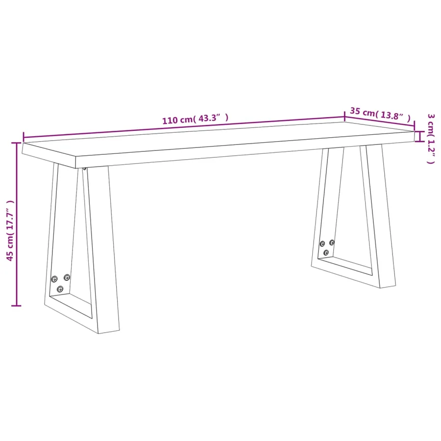Ensemble à manger 3 pcs avec bord vivant bois massif d'acacia - 12