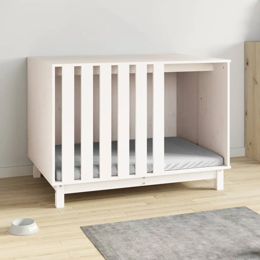 Niche pour chien Blanc 100x70x72 cm Bois de pin massif - 3
