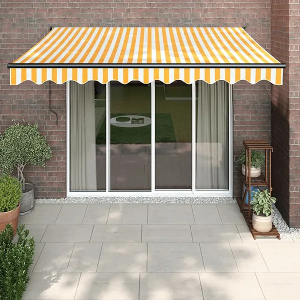 Auvent rétractable automatique jaune et blanc 3x2,5 m