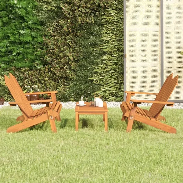 Ensemble de salon de jardin Adirondack 3 pcs bois acacia solide