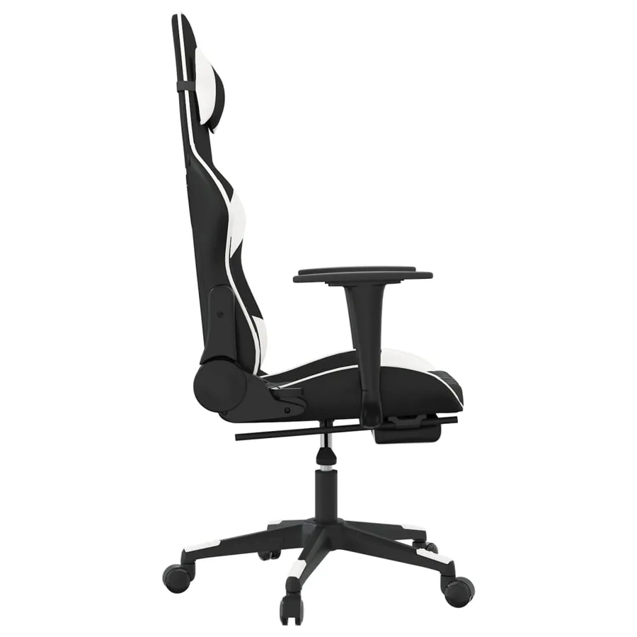 Chaise de jeu avec repose-pied Noir et blanc Similicuir - 4