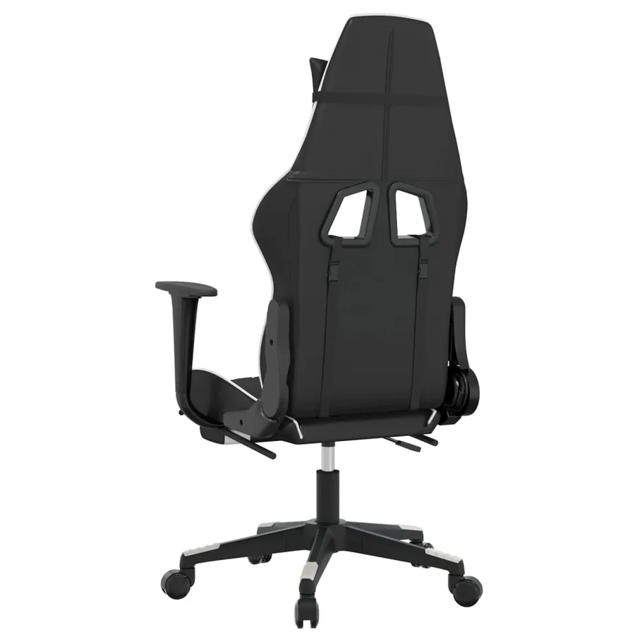 Chaise de jeu avec repose-pied Noir et blanc Similicuir - 5
