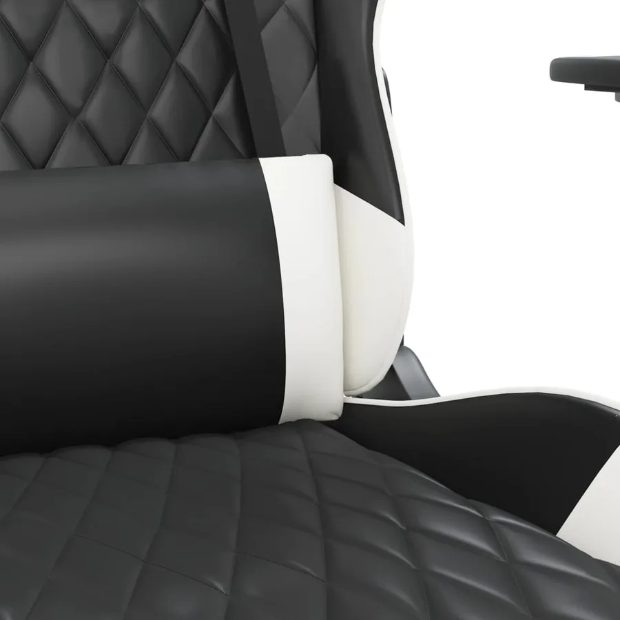 Chaise de jeu avec repose-pied Noir et blanc Similicuir - 9