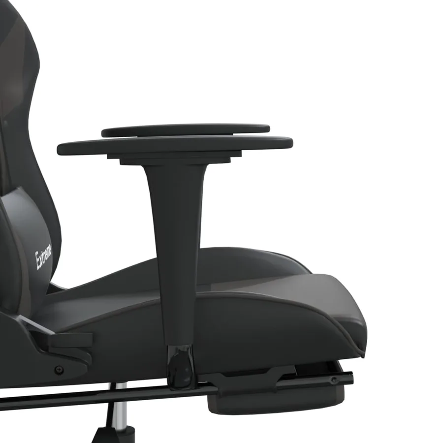 Chaise de jeu avec repose-pied Noir et gris Similicuir - 11