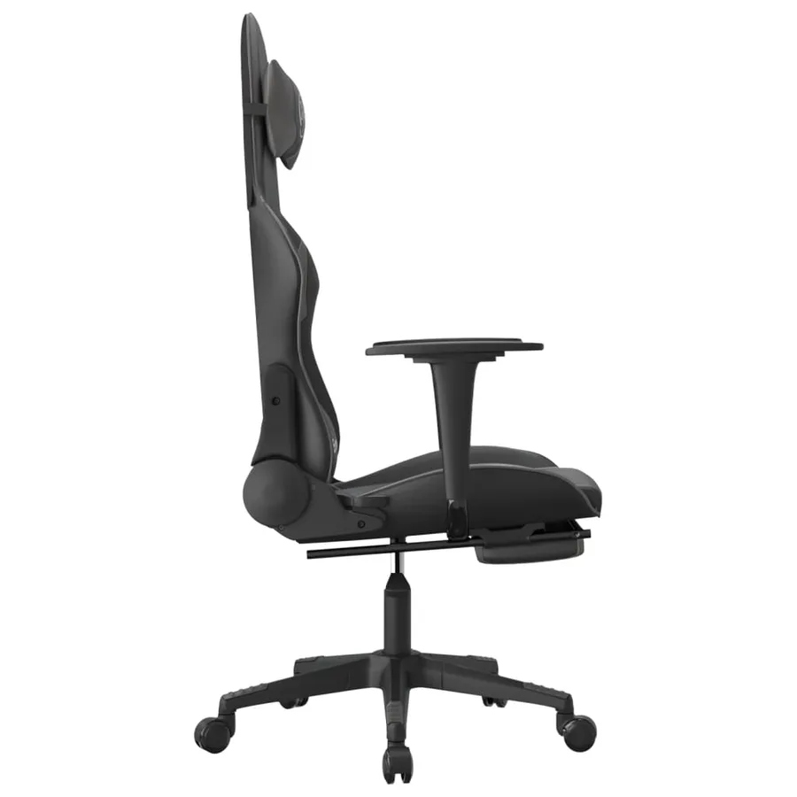 Chaise de jeu avec repose-pied Noir et gris Similicuir - 4