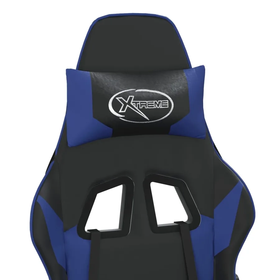 Chaise de jeu avec repose-pied Noir et bleu Similicuir - 10