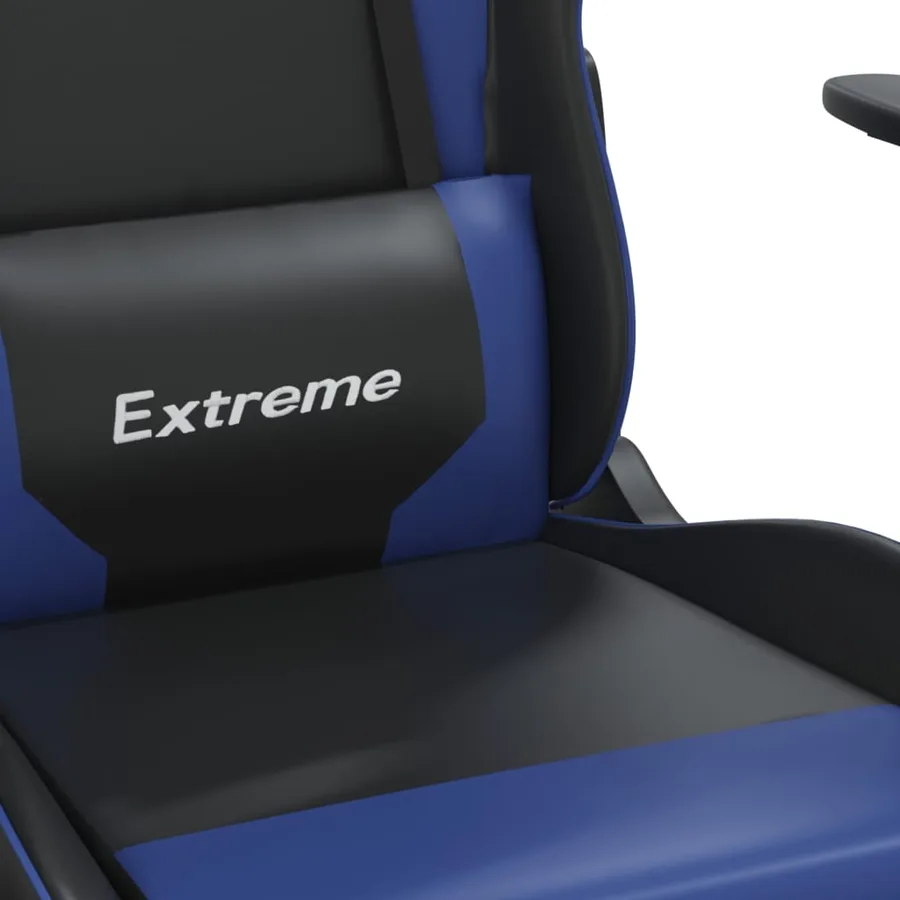 Chaise de jeu avec repose-pied Noir et bleu Similicuir - 9