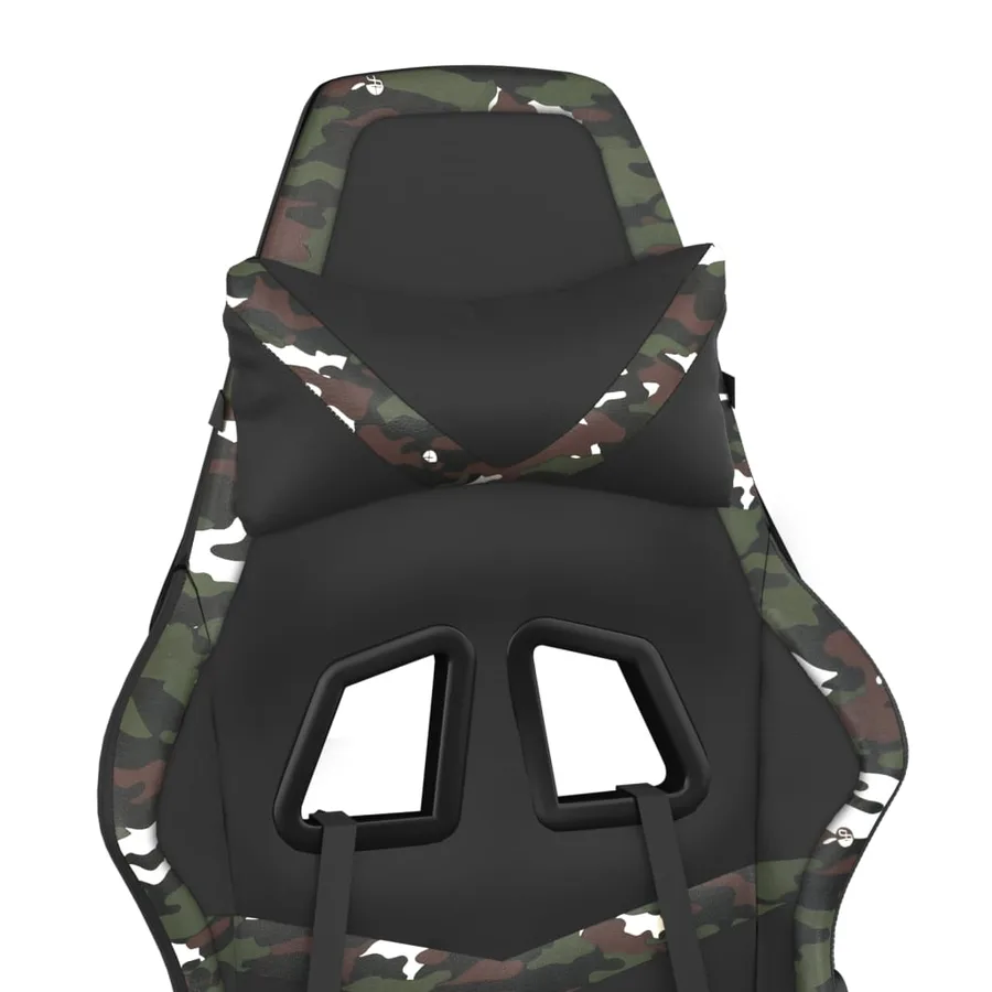 Chaise de jeu avec repose-pied Noir et camouflage Similicuir - 10