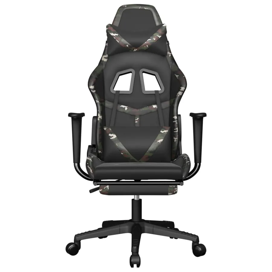 Chaise de jeu avec repose-pied Noir et camouflage Similicuir - 3