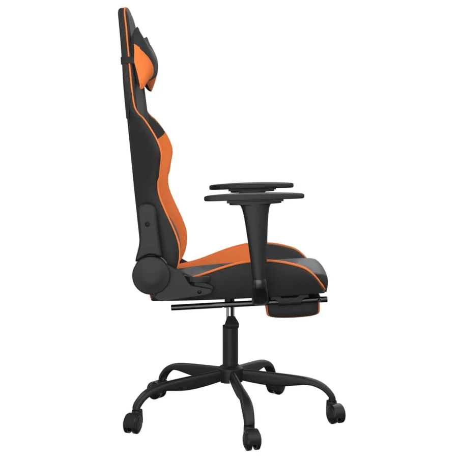 Chaise de jeu avec repose-pied Noir et orange Similicuir - 4