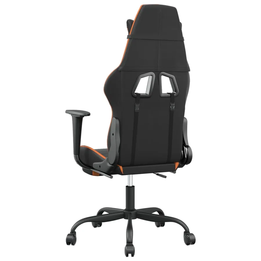 Chaise de jeu avec repose-pied Noir et orange Similicuir - 5