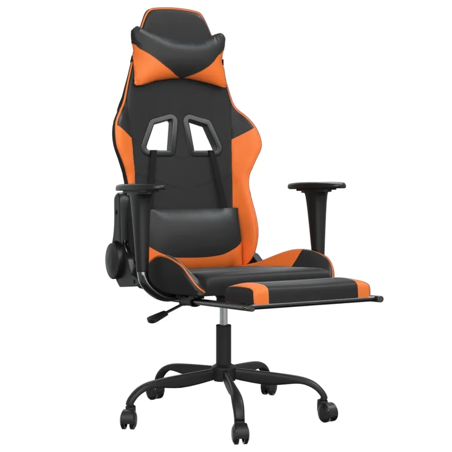 Chaise de jeu avec repose-pied Noir et orange Similicuir - 6