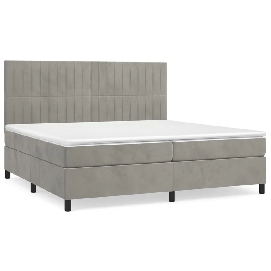 Sommier à lattes de lit et matelas Gris clair 200x200cm Velours - 2