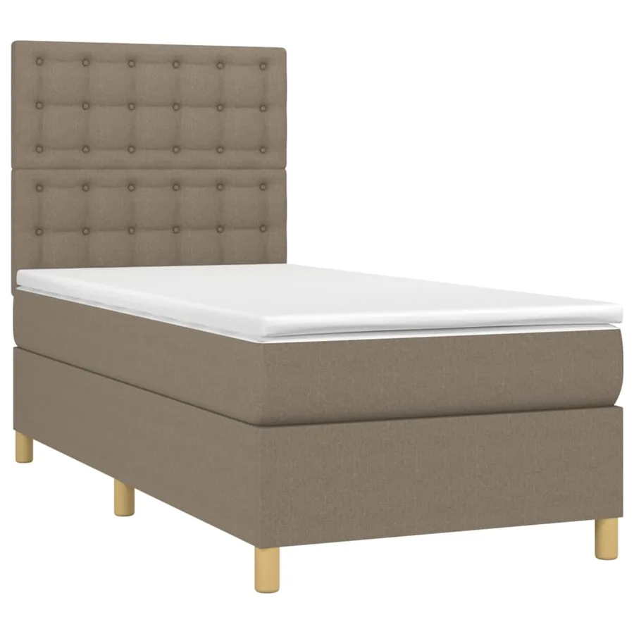 Sommier à lattes de lit avec matelas Taupe 100x200 cm Tissu - 3