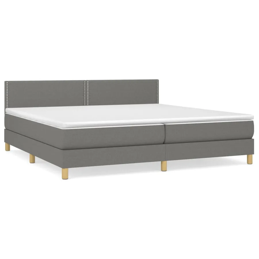 Sommier à lattes de lit avec matelas Gris foncé 200x200cm Tissu - 2