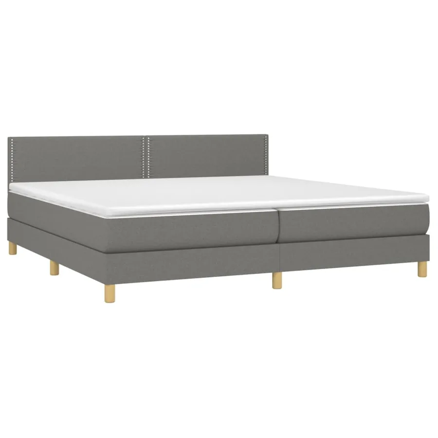 Sommier à lattes de lit avec matelas Gris foncé 200x200cm Tissu - 3