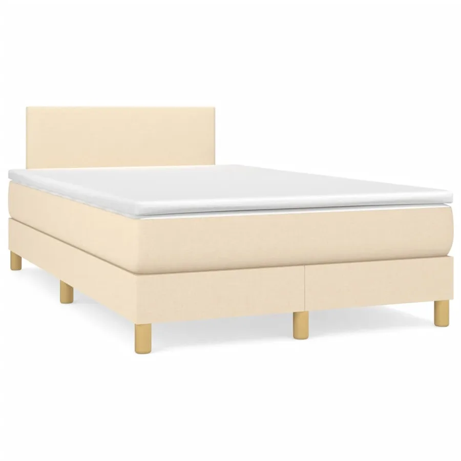 Sommier à lattes de lit avec matelas Crème 120x200 cm Tissu - 2