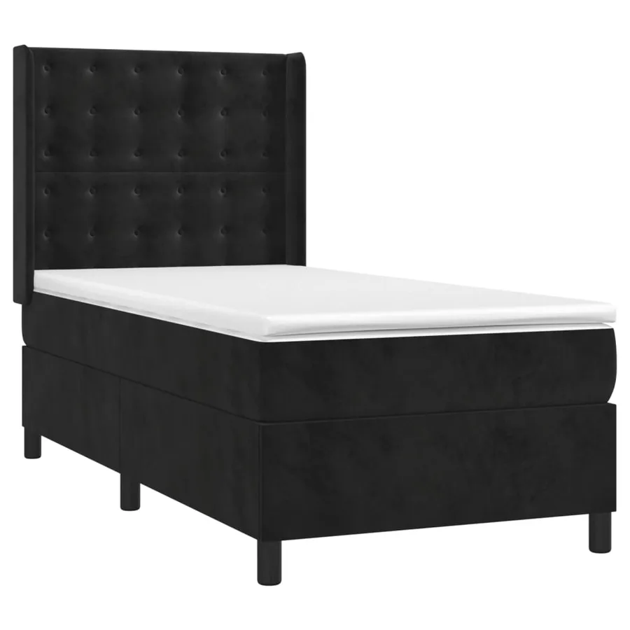 Sommier à lattes de lit matelas et LED Noir 90x200 cm Velours - 4
