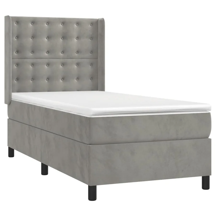 Sommier à lattes de lit matelas LED Gris clair 80x200cm Velours - 4