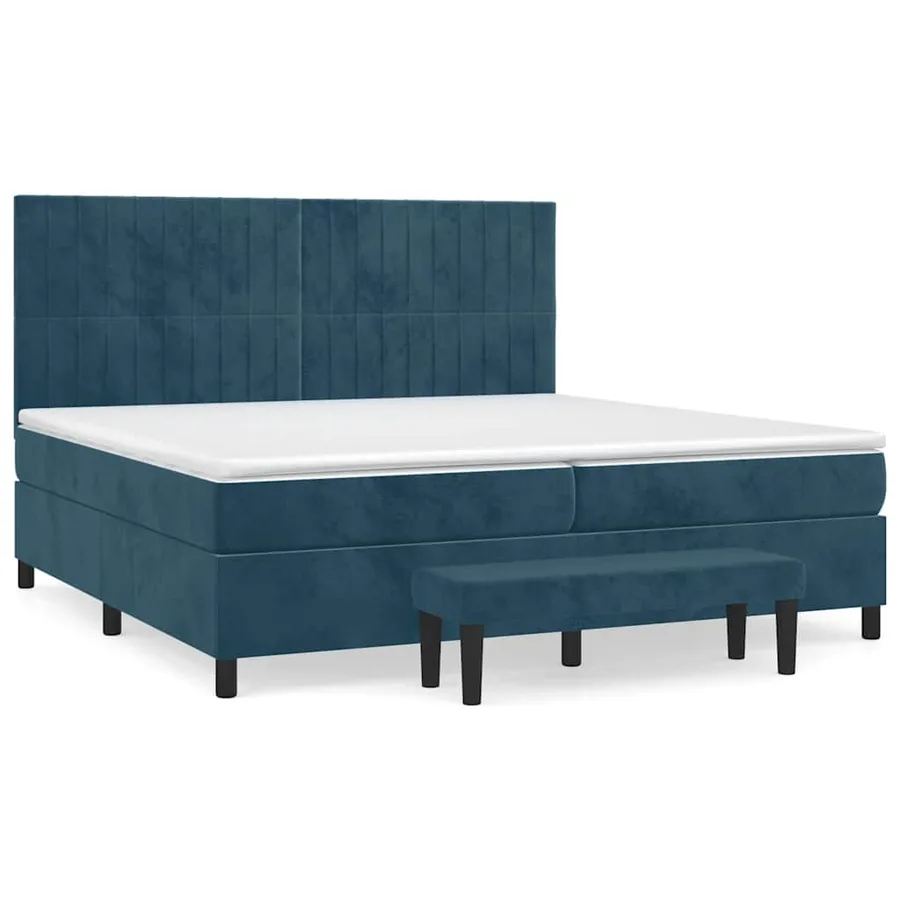 Sommier à lattes de lit et matelas Bleu foncé 200x200cm Velours - 2
