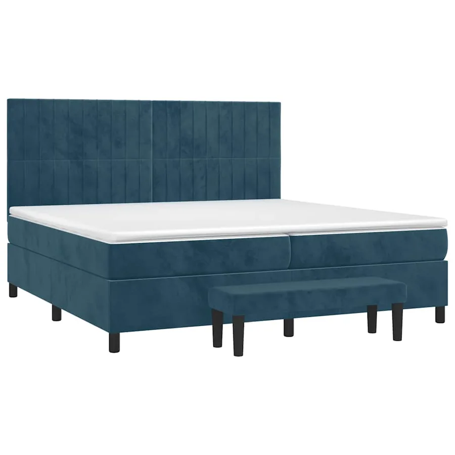 Sommier à lattes de lit et matelas Bleu foncé 200x200cm Velours - 3