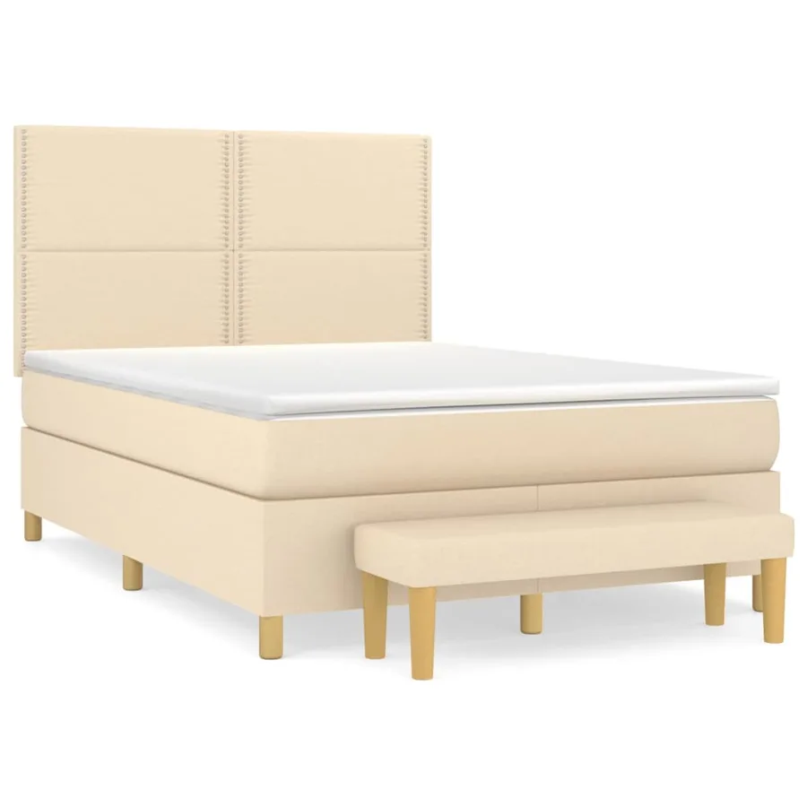 Sommier à lattes de lit avec matelas Crème 140x200 cm Tissu - 2