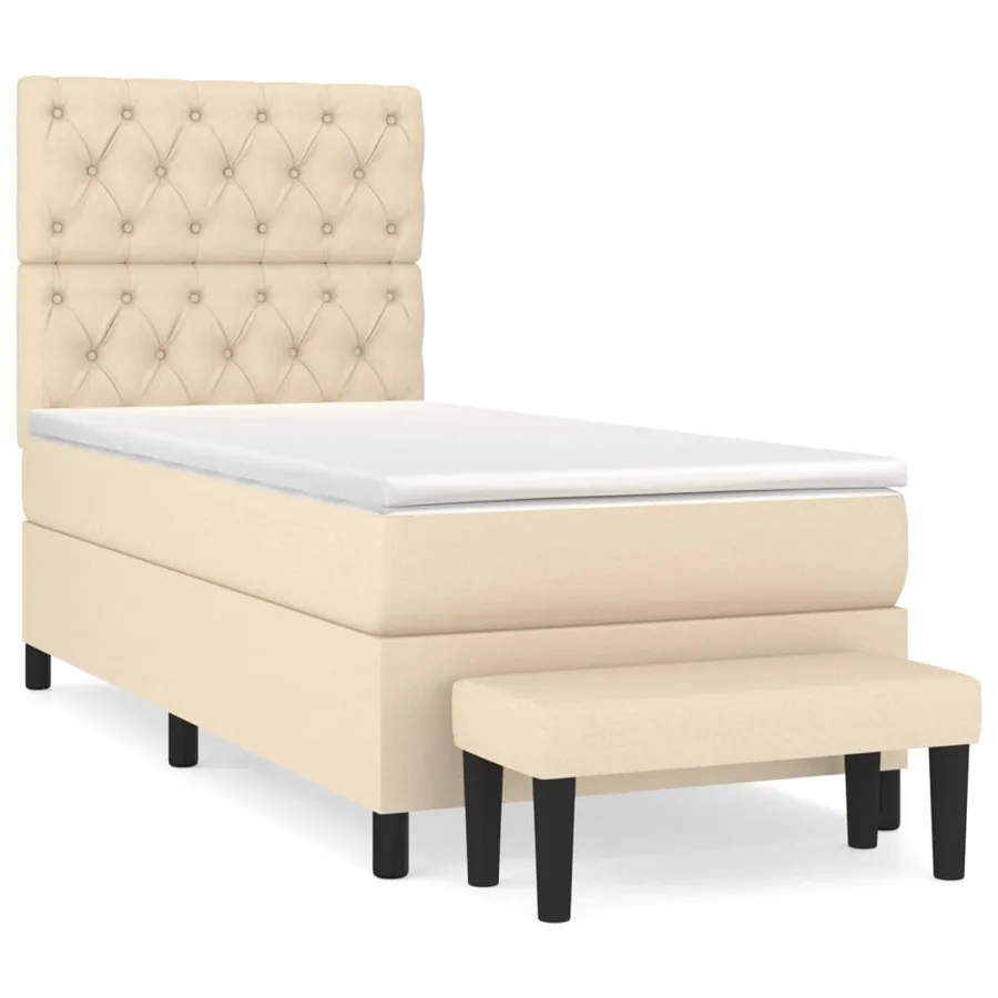 Sommier à lattes de lit avec matelas Crème 80x200 cm Tissu - 2