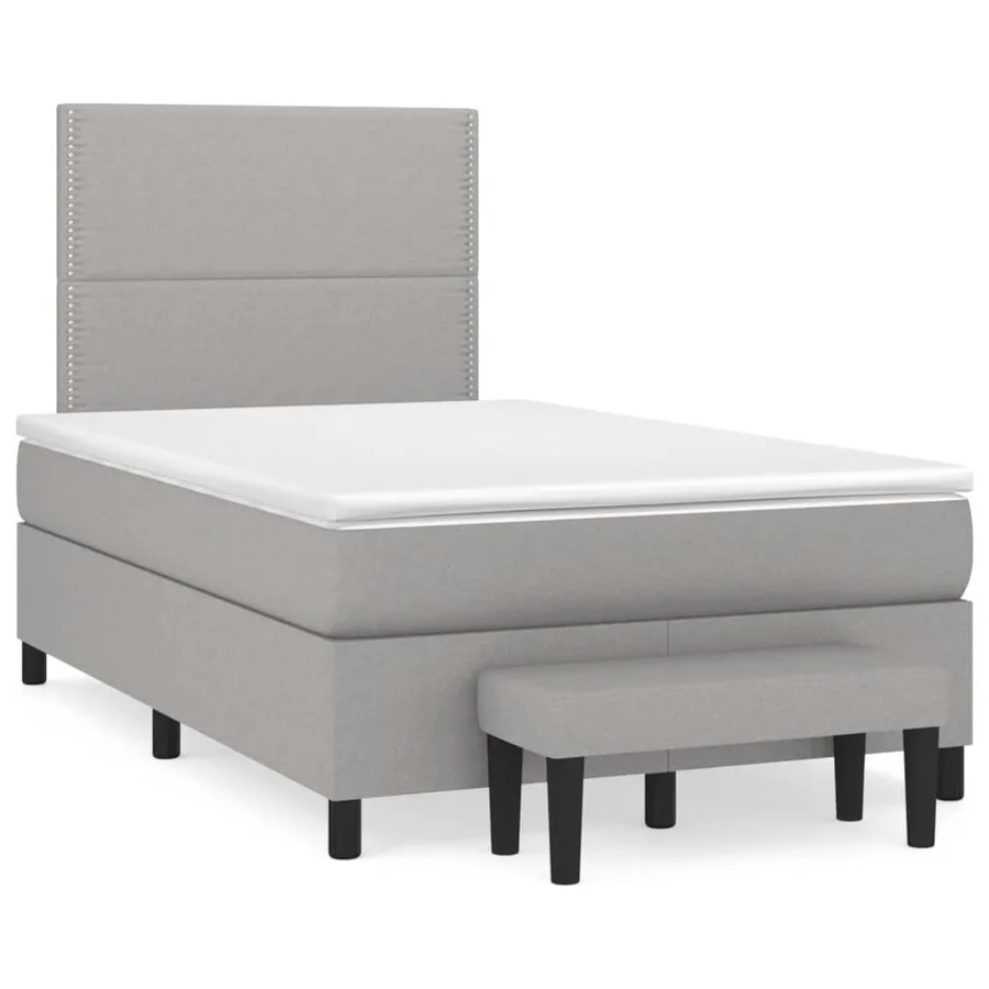 Sommier à lattes de lit avec matelas Gris clair 120x200cm Tissu - 2