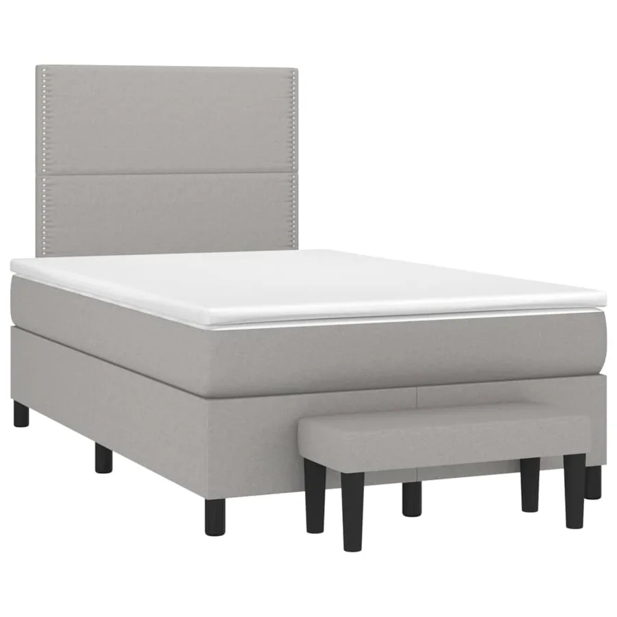Sommier à lattes de lit avec matelas Gris clair 120x200cm Tissu - 3