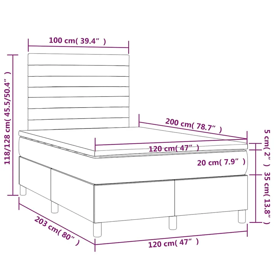 Sommier à lattes de lit avec matelas LED Vert foncé 120x200 cm - 9