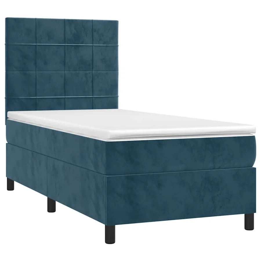 Sommier à lattes de lit et matelas et LED Bleu foncé 90x190 cm - 3
