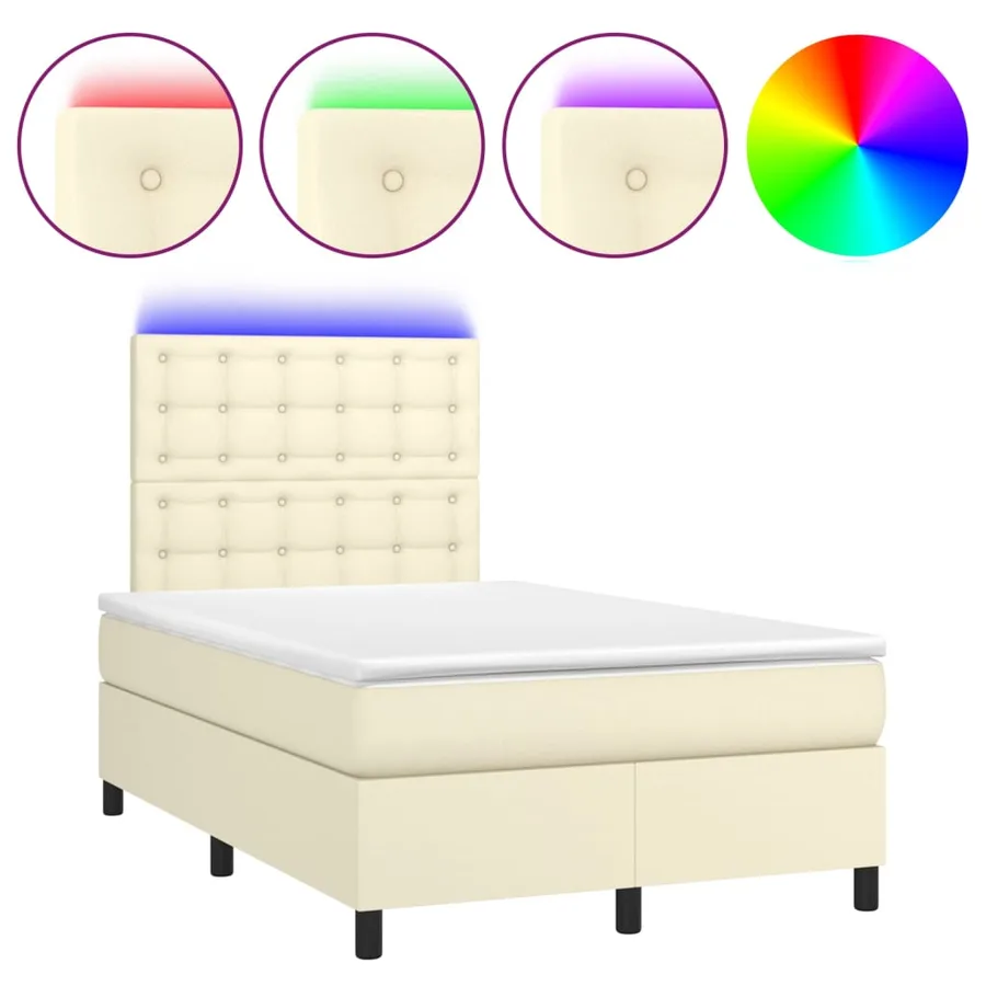 Sommier à lattes de lit avec matelas et LED Crème 120x200 cm - 2