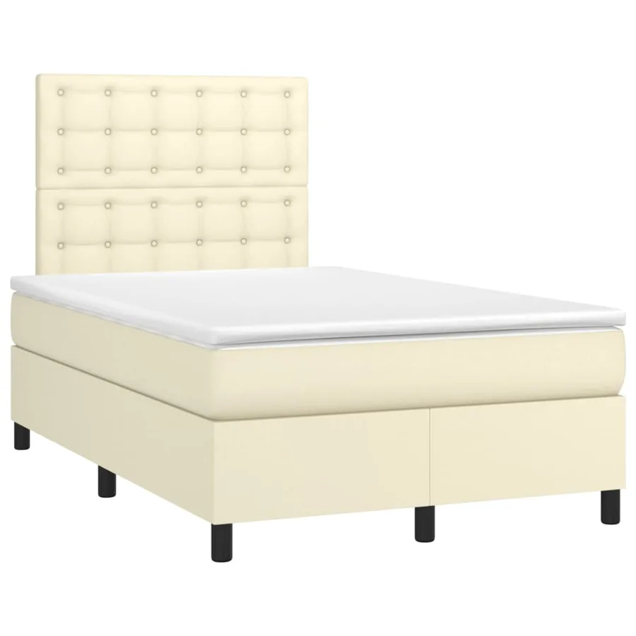 Sommier à lattes de lit avec matelas et LED Crème 120x200 cm - 3