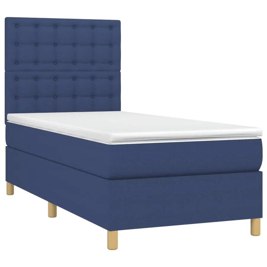 Sommier à lattes de lit et matelas et LED Bleu 80x200cm Tissu - 3