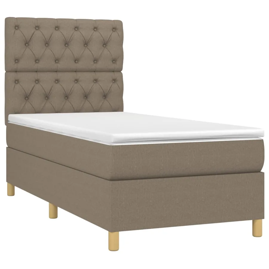 Sommier à lattes de lit et matelas et LED Taupe 80x200cm Tissu - 3