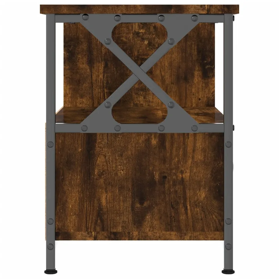 Meuble TV chêne fumé 90x33x45 cm bois d'ingénierie et fer - 6