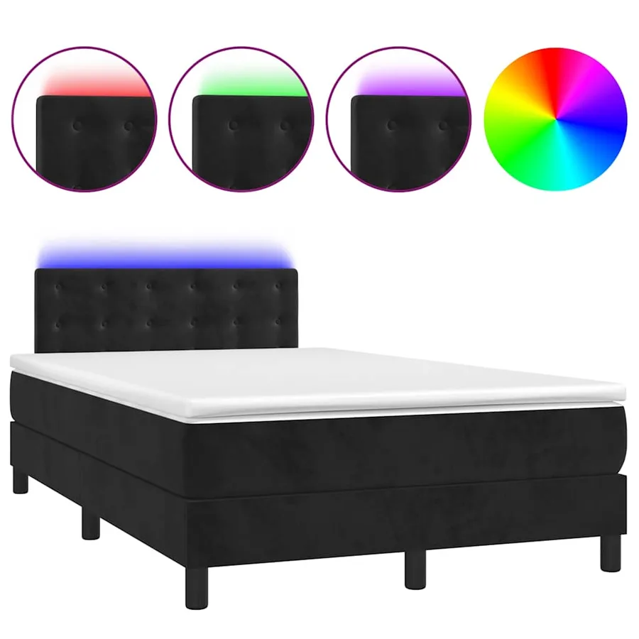 Sommier à lattes de lit avec matelas et LED Noir 120x200 cm - 2
