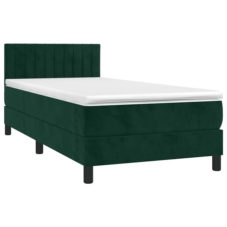 Sommier à lattes de lit avec matelas LED Vert foncé 100x200 cm - 3