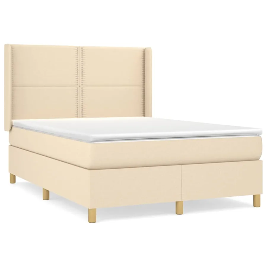 Sommier à lattes de lit avec matelas Crème 140x200 cm Tissu - 2
