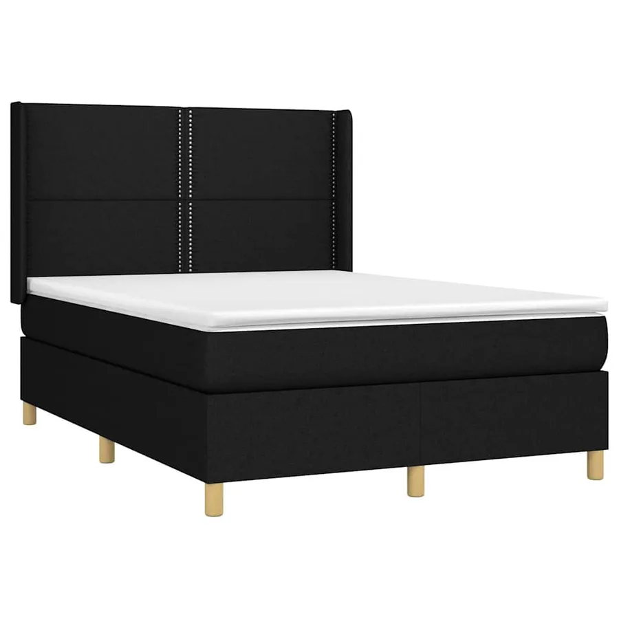 Sommier à lattes de lit avec matelas Noir 140x190 cm Tissu - 3