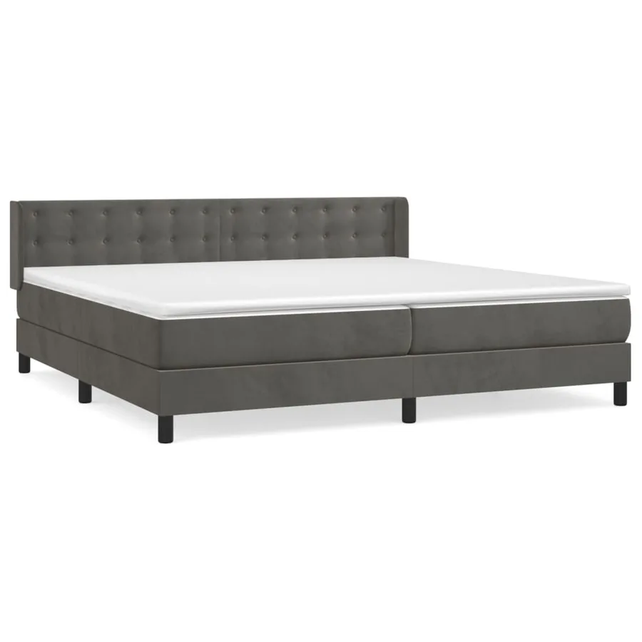 Sommier à lattes de lit et matelas Gris foncé 200x200cm Velours - 2