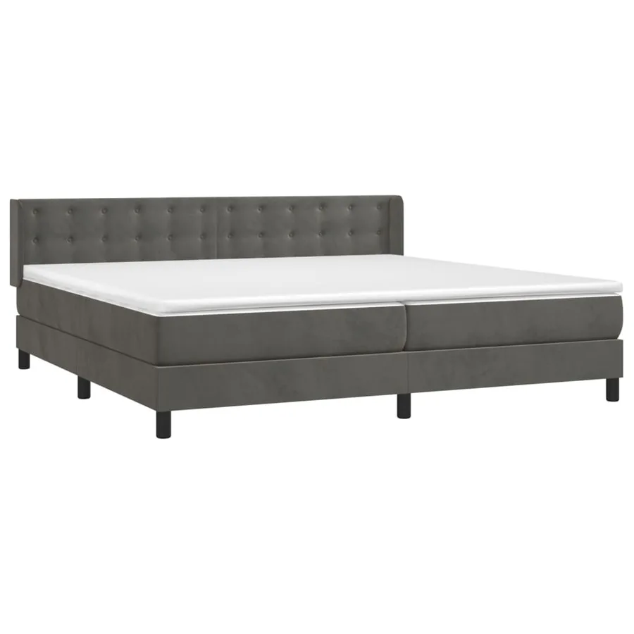 Sommier à lattes de lit et matelas Gris foncé 200x200cm Velours - 3