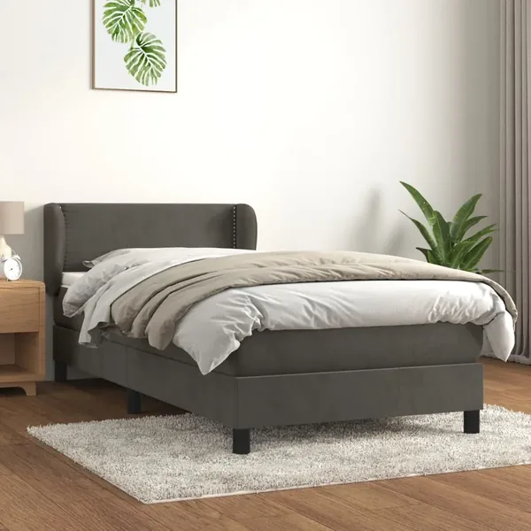 Sommier à lattes de lit avec matelas Gris foncé 100x200 cm